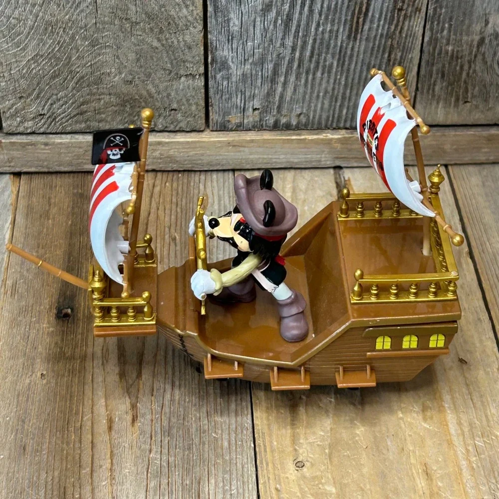 Disney Parks Pirates of the Caribbean Mickey Mouse Pirate Ship Toy Rolling Brown